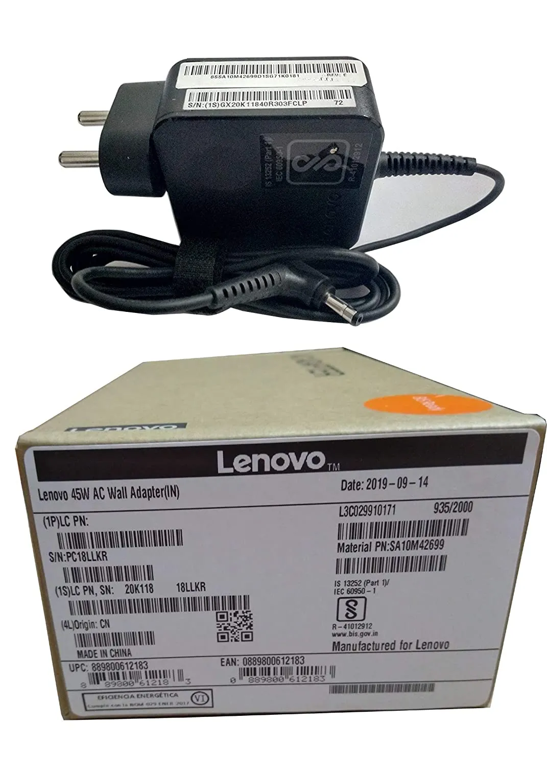 Lenovo-Wall-Charger-Slim-Pin_4.webp Lenovo GX20K11840 45W Laptop Adapter/Charger with Power Cord for Select Models of Lenovo (Round pin) - Image 1